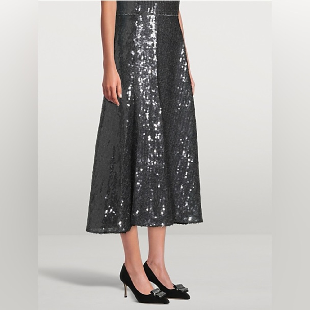 Zara black sequined midi skirt